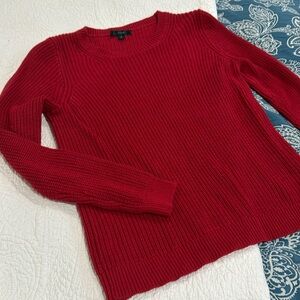 J CREW RED FISHERMAN CREWNECK SWEATER IN COTTON-CASHMERE